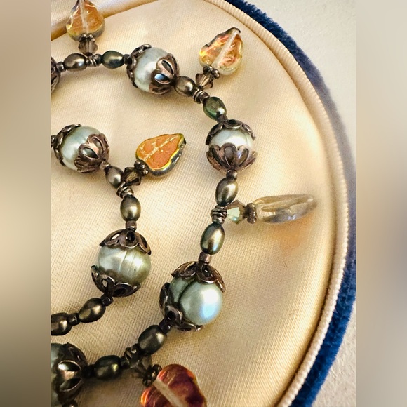 Vintage Pearl Art Glass Beautiful Necklace 🍃 - Picture 15 of 17